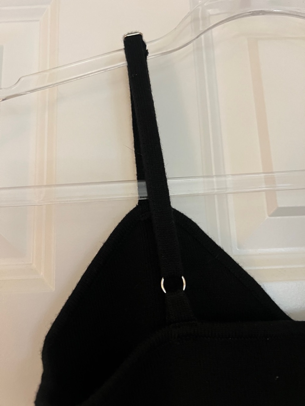 The Drop  Black Ribbed  Cropped Cami with Sweetheart Bust -XS Adjustable Straps - Picture 4 of 8
